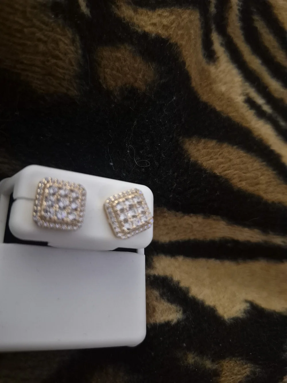 18k Gold Vermier Square Stud Earrings